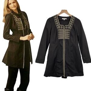 Cabi Turkish Delight Jacket Beaded Embroidered Longline Gray Boho Womens 6